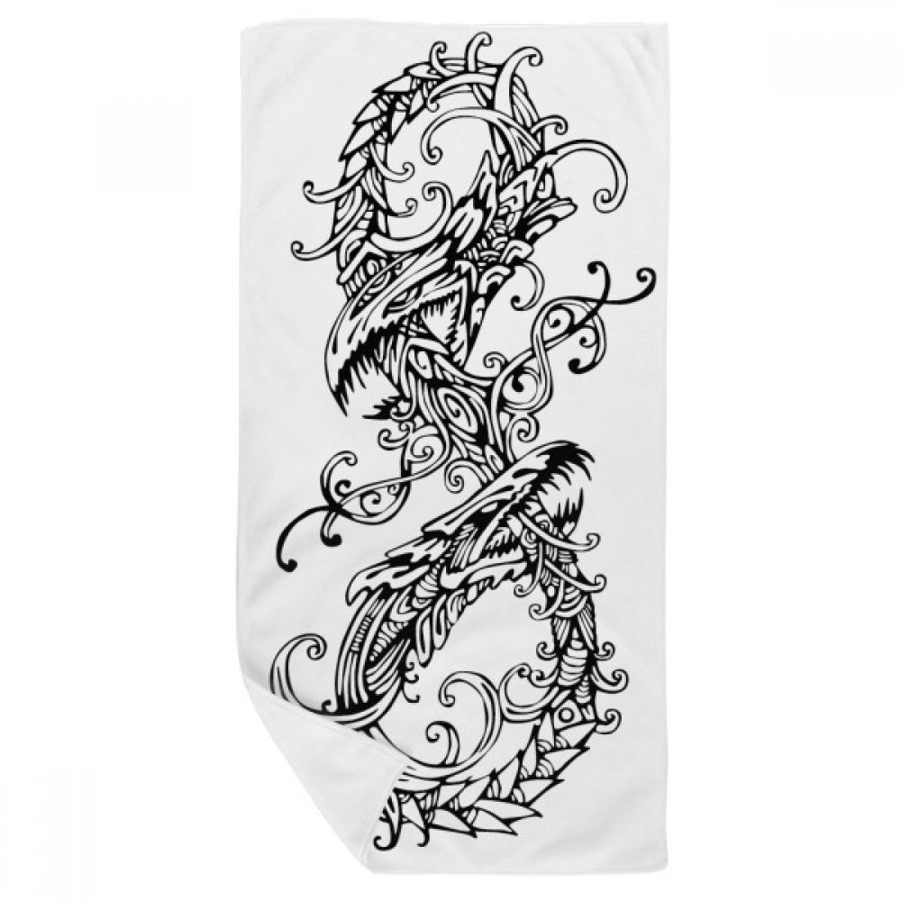 Serviette de bain dragon chinois douce pour peaux sensibles 35x70cm