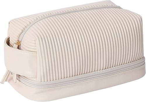 Miniatura 8 de bagINBAG QIANPA Bolsa de maquillaje, bolsa de viaje grande de doble capa impermeable con asa y compartimento para cepillos para mujeres, Verde,