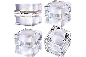 4 Pack Square Crystal Tealight Holders for Table Decor