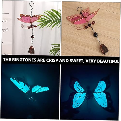 Miniatura 6 de YARNOW 1 campanilla de viento luminosa de mariposa para decoración de música, cascabeles para manualidades, decoración del hogar al aire libre,