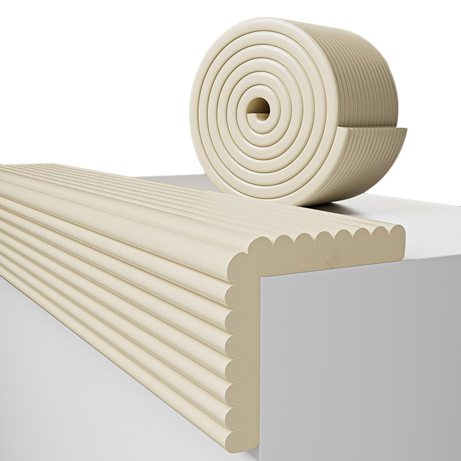 Paraspigoli Bambini Angolari, Tipo L Angolari Morbidi Protezioni, Autoadesivi Kit Sicurezza Casa D'angolo per Tavoli Comodini Mensole Letti Librerie(off-White,394X7.9X0.8IN)