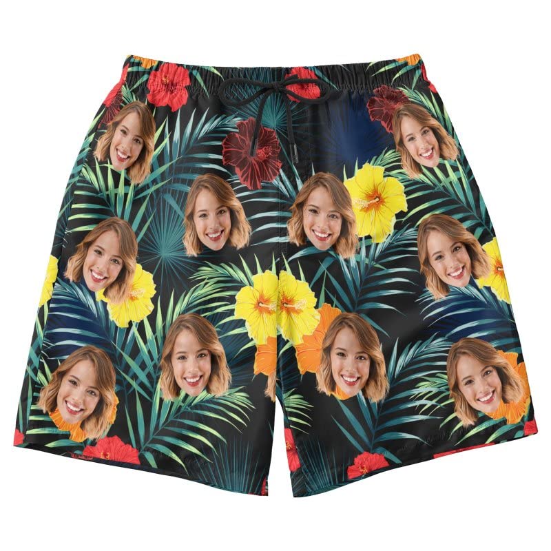 Custom Photo Swim Shorts with Faces Personalized Gifts for Mens Swim Trunks Customized Photo Beach Board Short3