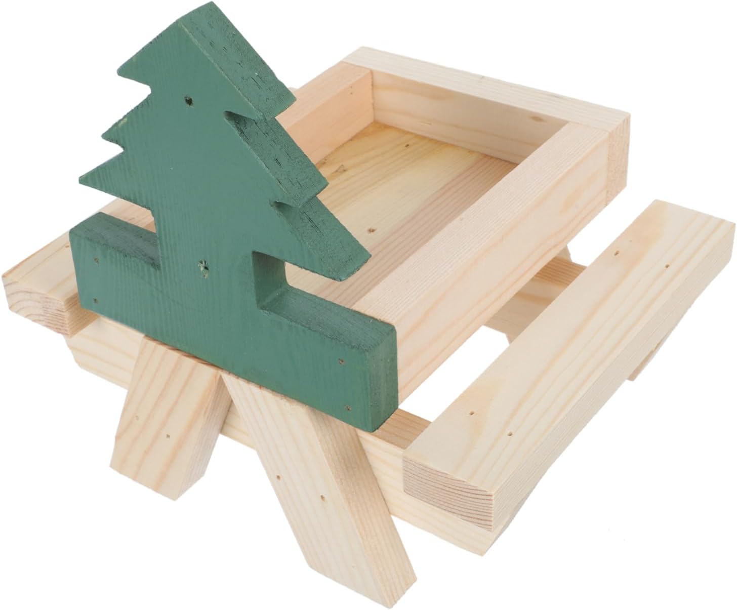 YARNOW 1pc Wooden Squirrel Feeder Picnic Table for Outdoor Corn and Peanut Feeding Natural Wood Squirrel Rack for Garden and Wildlife Enjoyment