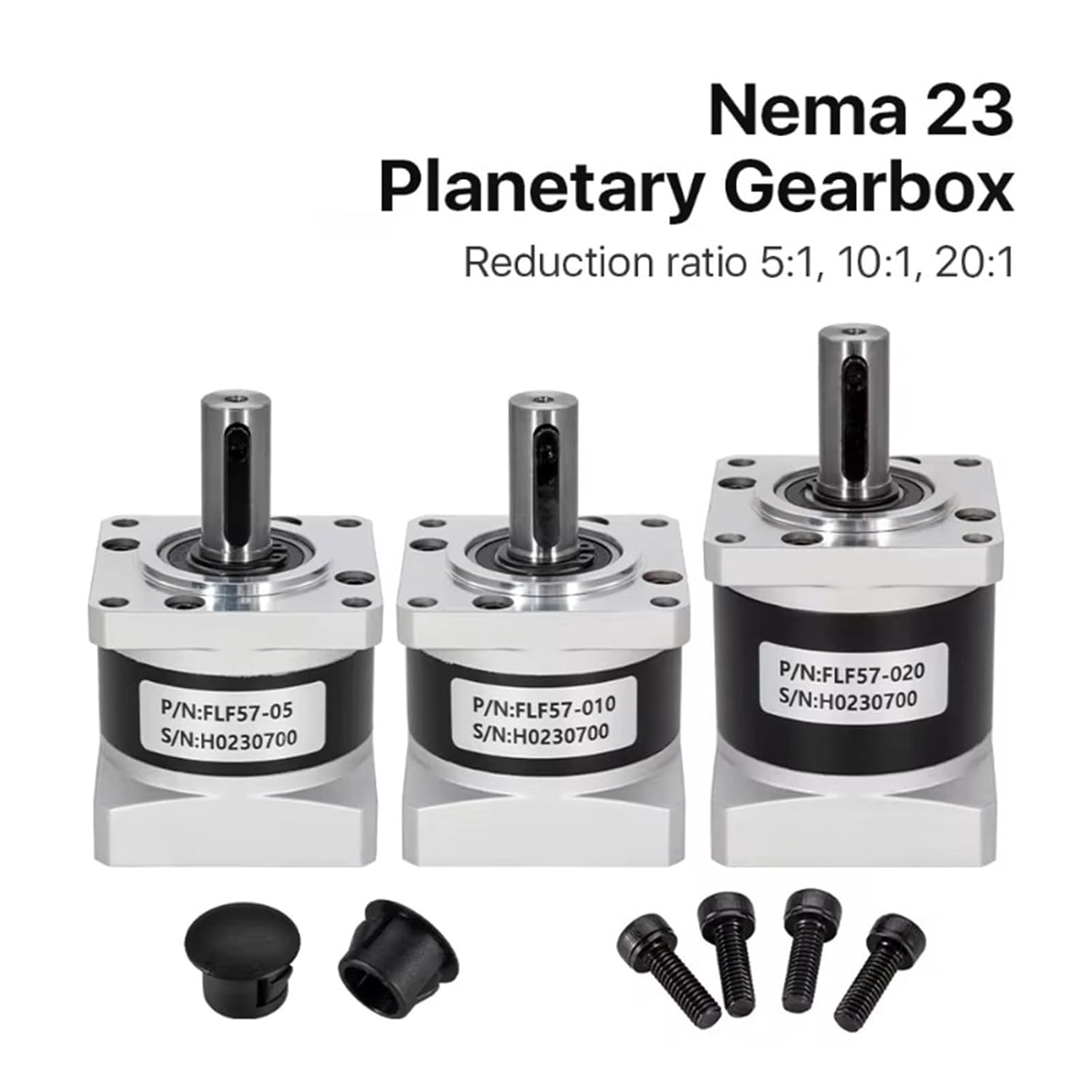 1pcs FLF57-05 Nema 23 Planetary Gearbox Motor Speed Reducer with Ratio 5:1 20:1 Input 8mm Matched Nema23 Stepper(Ratio 20and57BYG250H)