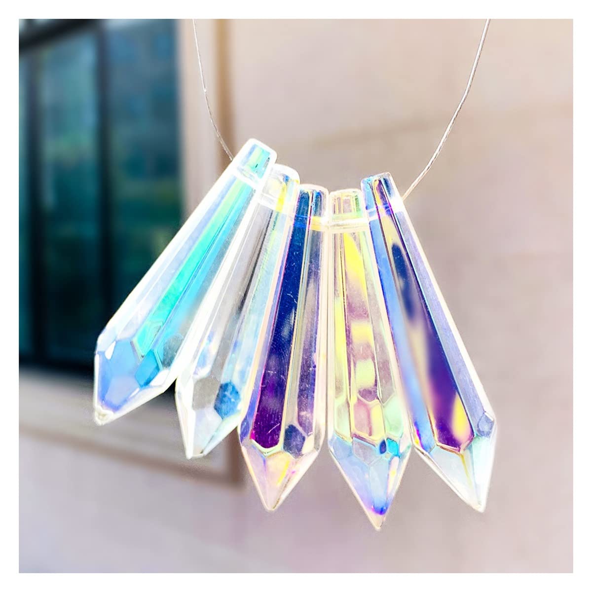 YUZGUHEY 50PCS Crystal Beads Chandelier Crystals Lamp Prisms for Decor Hanging Pendant Lighting Replacement Parts