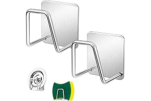 Traceless Nail-free Glue Sink Caddy Sponge Holder in Sleek Silver