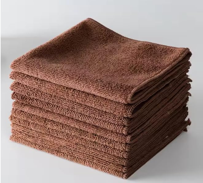 10Pcs Microfiber Cleaning Cloths,11.8″x11.8″, All-Purpose, Softer, Highly Absorbent, Lint-, Reusable, Washable Pro Towels,Brown, for House, Kitchen, Bathroom, Car, Office