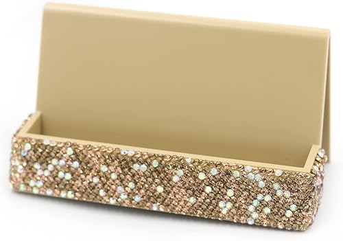 Miniatura 3 de Bestbling Soporte para tarjetas de visita de cristal con diamantes de imitación para escritorio soporte de exhibición de tarjetas de visita de