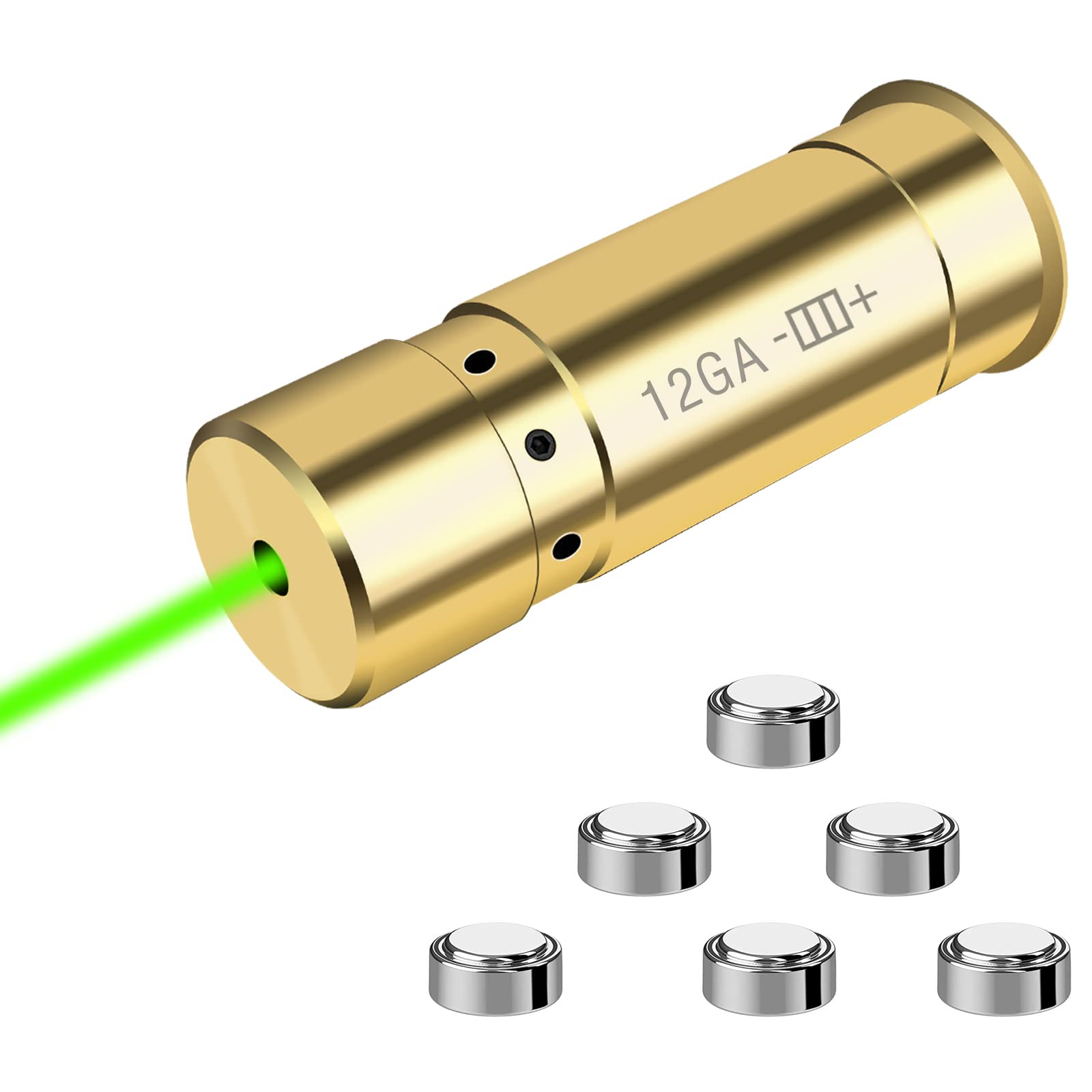 Laser Bore Sight 12GA Laser Sight Green Dot Boresighter with 6 Batteries