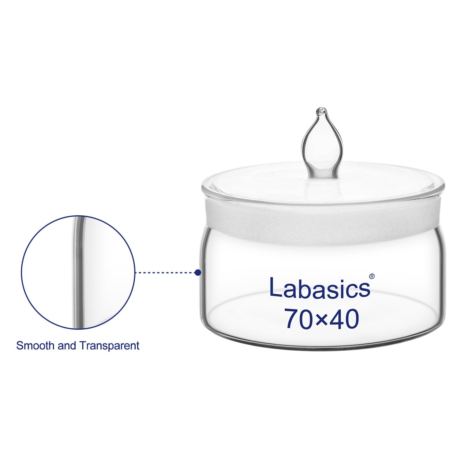 Labasics Bottiglia di Pesata in Vetro Borosilicato, Diametro 70 mm, Altezza 40 mm, con Tappo in Vetro Smerigliato, Bocca Ampia per Laboratorio