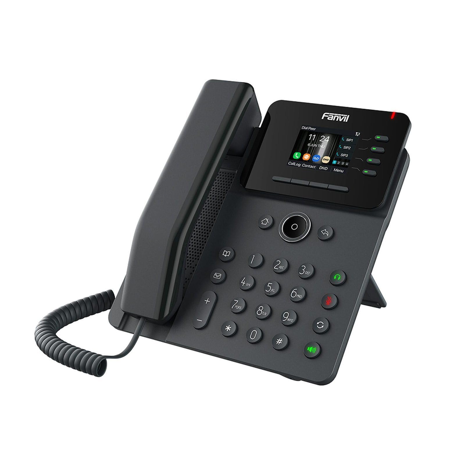 Fanvil V61G Prime Business Phone Schermo a colori ad alta definizione da 2,4 pollici (320 x 240), supporta 4 linee SIP e consente una conferenza audio a 6 vie