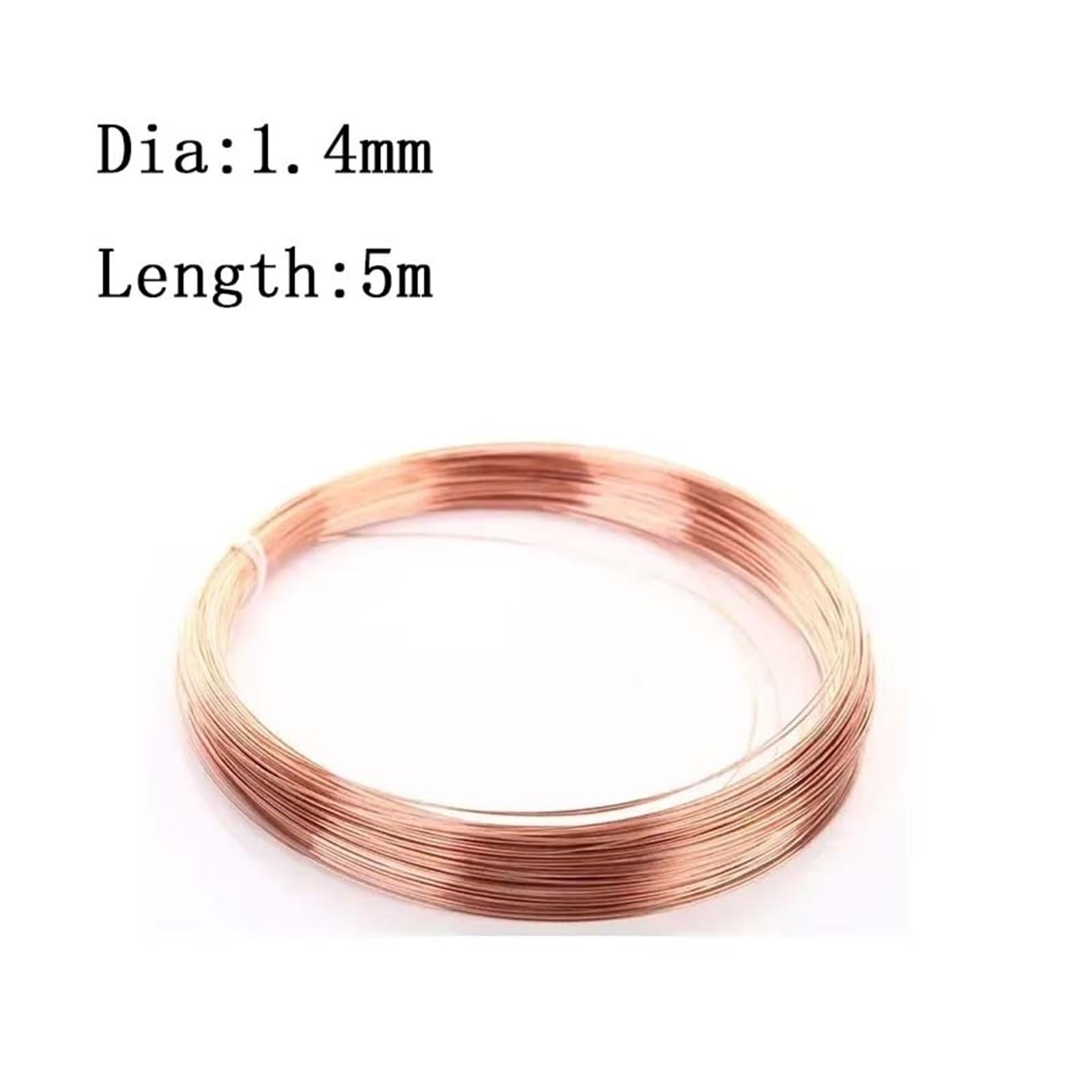 Alambre de cobre puro 1-3 rollos de alambre de cobre puro T2, desnudo y esmaltado de 0,1-3,2mm, 1-10M for manualidades DIY,(1.4mm X 5M,3 Rolls)