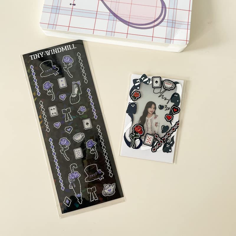 1Pc Ins Dark Rose Series Europeans Royal Style Sticker Decoration Scrapbooking Stationery Stickers Gorgeous School Art Supplies (1Pc B)