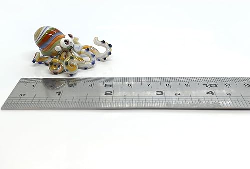 Miniatura 2 de Pulpo diminutas figuras artísticas de vidrio soplado a mano en miniatura de animales marinos, regalo coleccionable para decorar (arcoíris)
