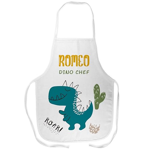 LolaPix Delantal Infantil de Cocina Personalizado para Niño y Niña - Regalo DINO