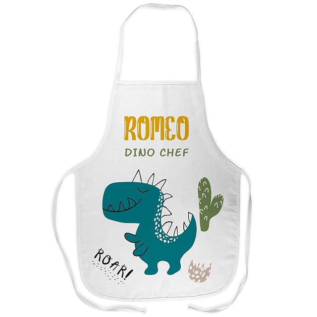 LolaPix Delantal Infantil de Cocina Personalizado para Niño y Niña - Regalo DINO