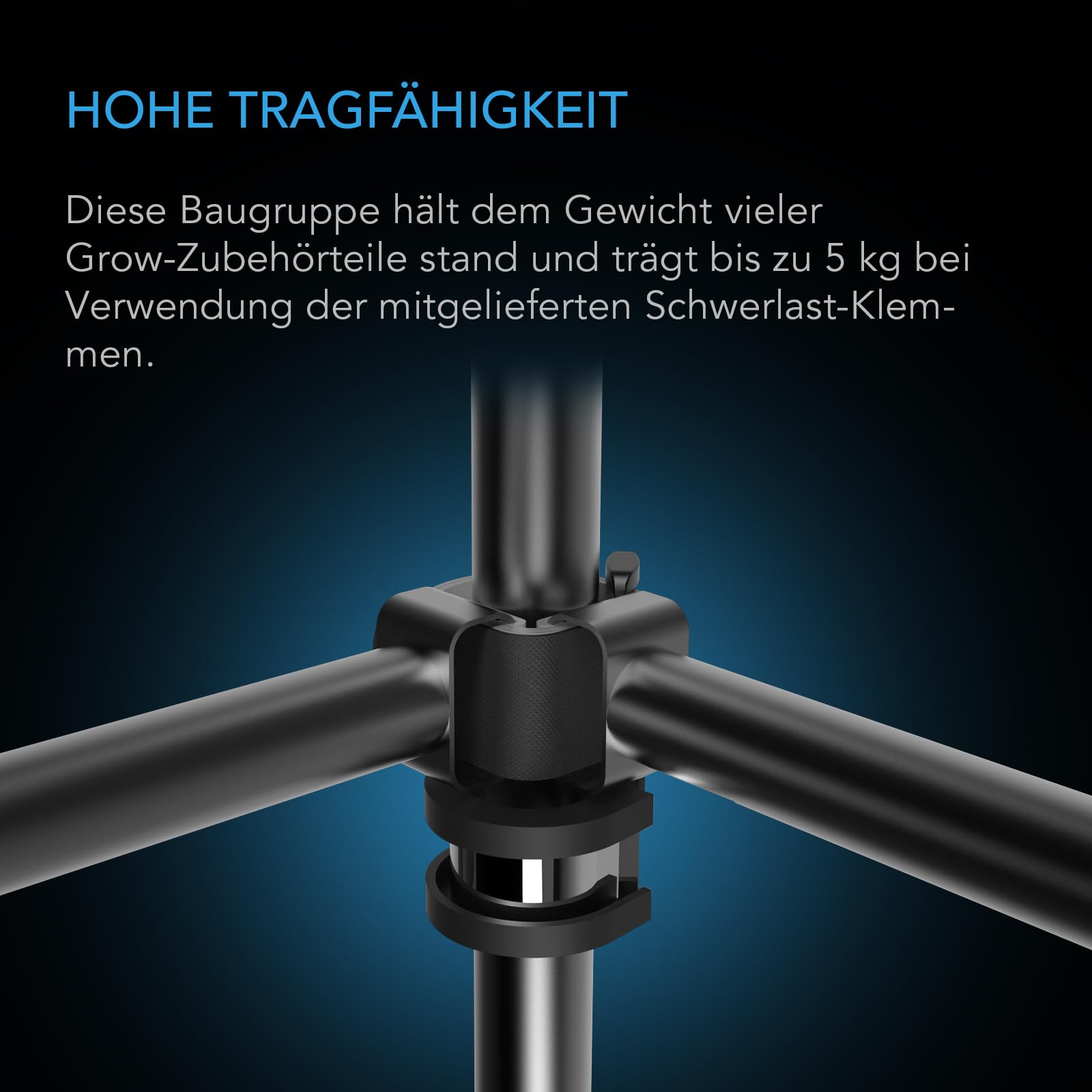 AC Infinity Schwerlast-Grow-Zelt-Montagestangen 60x120 cm, High Airflow CFM Kit Verhindert Einziehen der Wände, Trellis- und Zusatzbeleuchtungs-Montage für alle 60x120 cm Indoor-Grow-Zelte