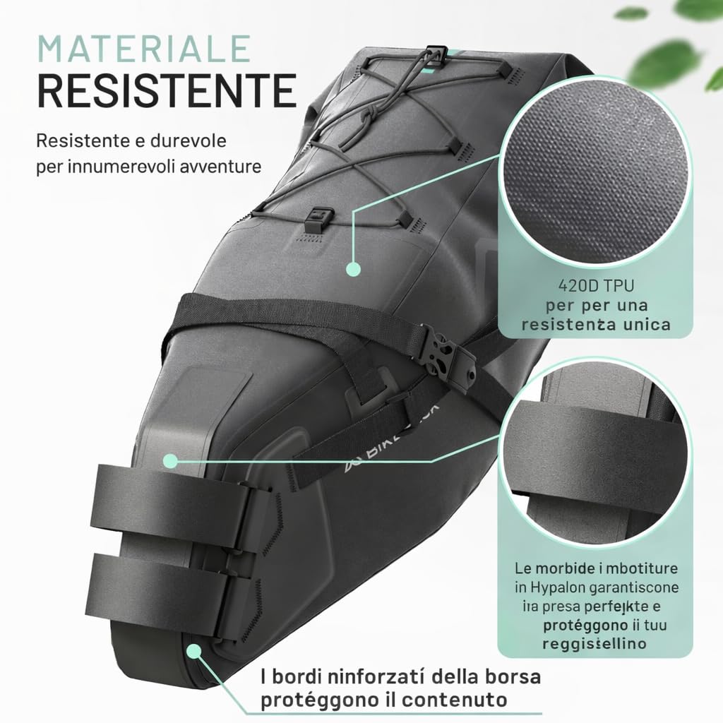 BIKEPACK Borse da sella per bicicletta – Borsa da gravelbike – 15 l – Accessori per bicicletta