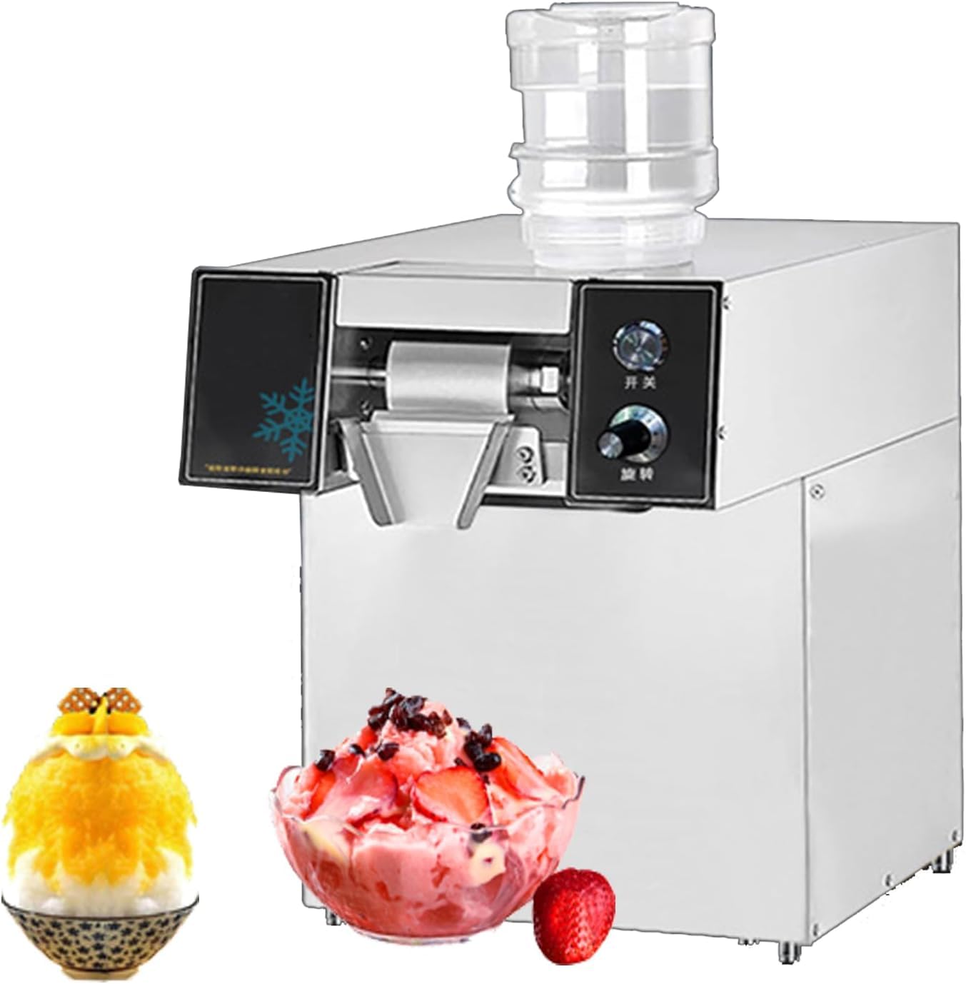 Máquina eléctrica para Hacer Hielo raspado, Ideal para Conos de Nieve, Hielo raspado, Uso doméstico, Food Trucks y restaurantes; también para Tiendas de té con Leche y Fiestas. (120KG/24H)