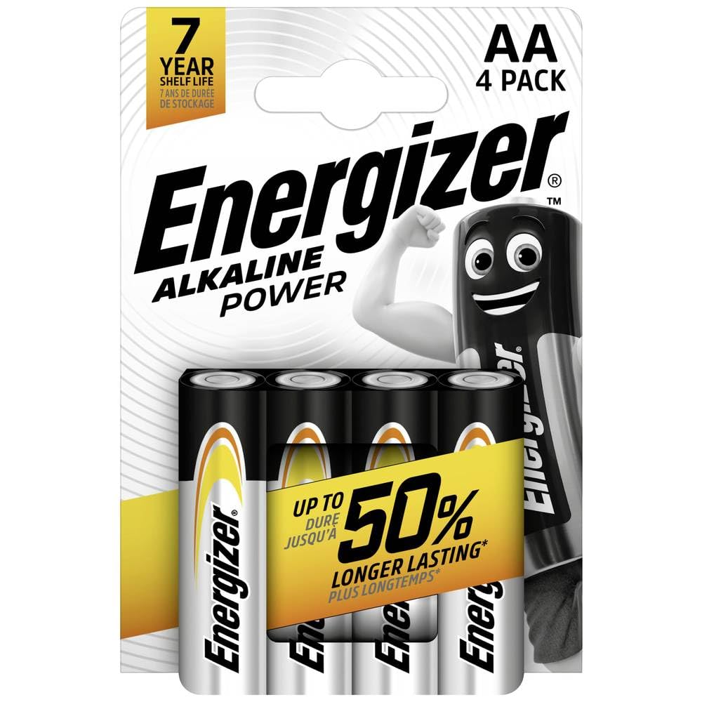 AA Energizer Power Alkaline Batteries - Pack of 4