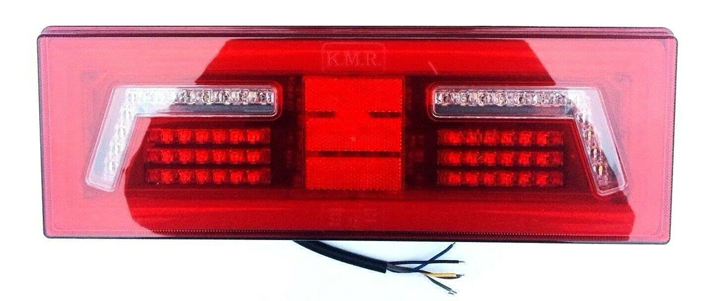 LED Rückleuchten Set 12V 24V mit Neon-Effekt 96/106 LED – 2x Rücklicht für LKW Schlepper Traktor Bagger – E9, Kombileuchte mit Rückfahrlicht & Nebelschluss (106 LED - Neon-Effekt-Licht)