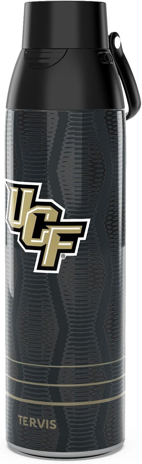 Tervis Venture Water Bottle UCF Knights - Full Speed Triple Insulated Tumbler Travel Cup Keeps Drinks Cold & Hot, 26oz, Stainless Steel