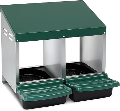 2 Compartment Chicken Nesting Box, Green, Roll Out, Plastic Basket, Egg Nest Box, Hens, Chicken Coop Box, Indoor, Medium Breeds