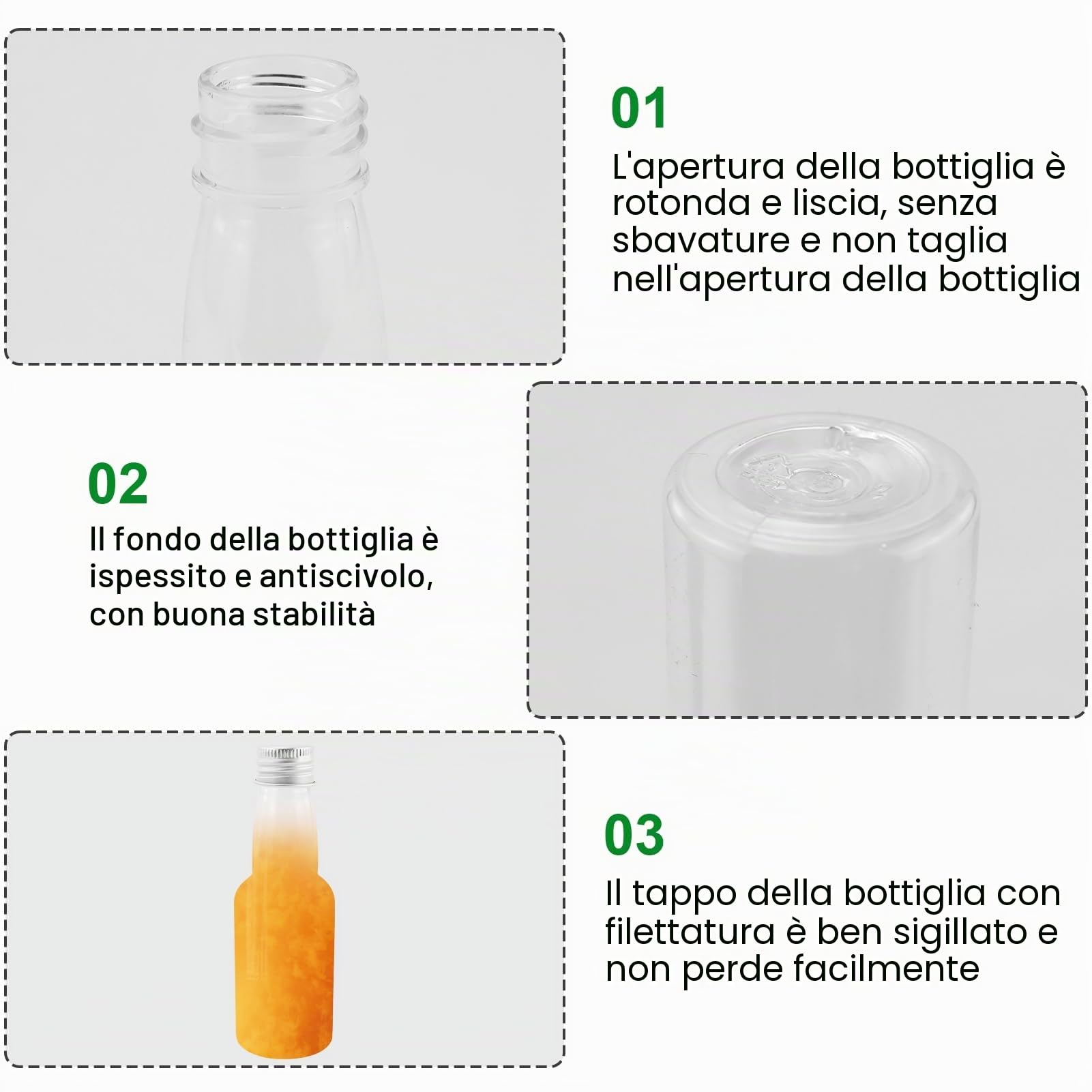 25 mini bottiglie di liquore da 50 ml, in plastica, con coperchio argentato e imbuto di stoccaggio