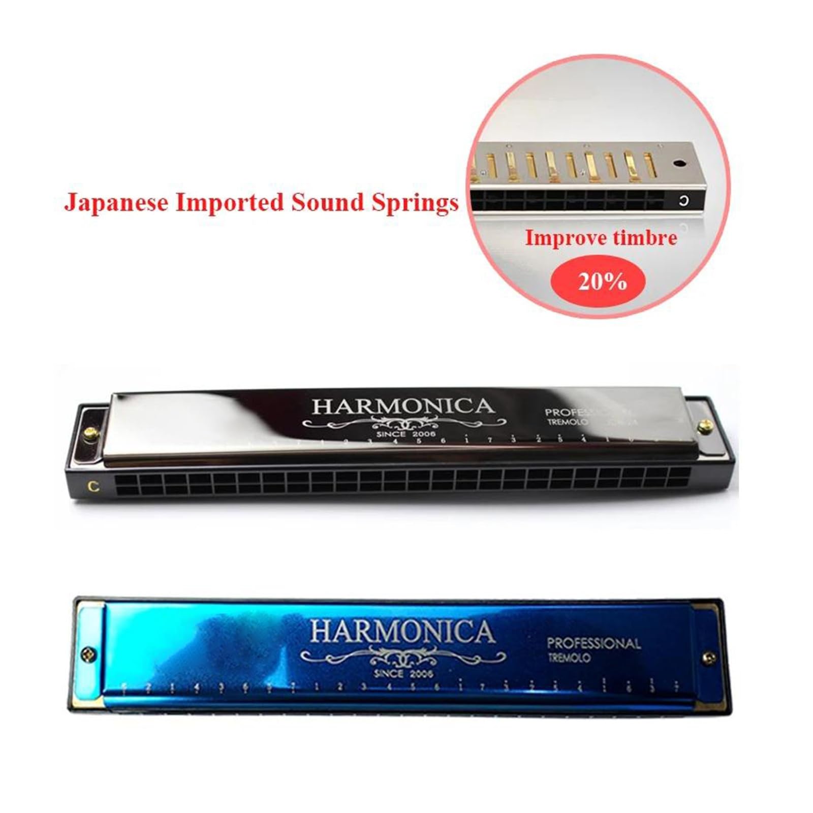 Armonica Tremolo Armonica Blues Key C 24 fori Bocca per arpa con custodia Strumento musicale professionale