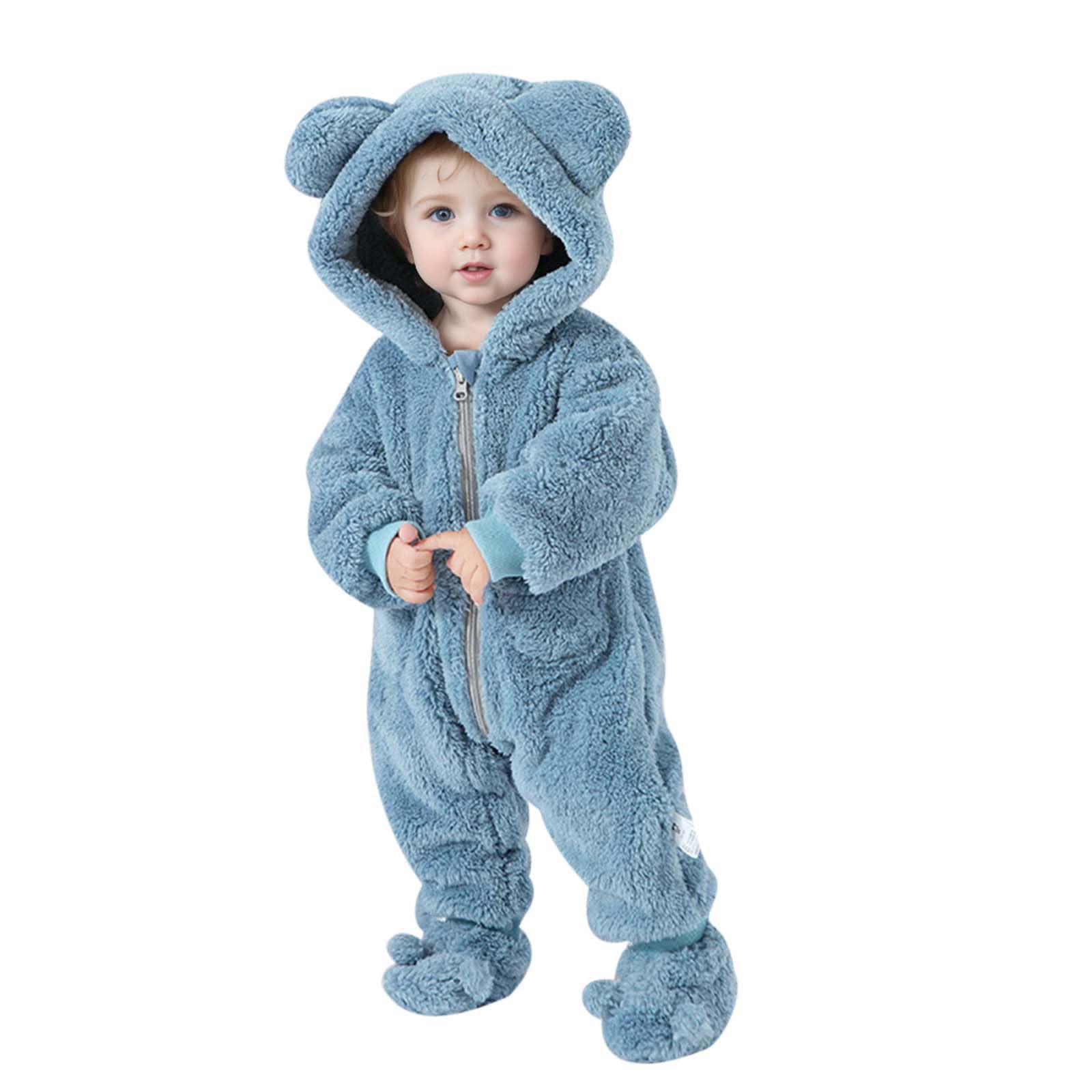 Mono de invierno para bebé Traje Nieve Fleece Lana recién Nacido una Pieza con Capucha Chaqueta Pies Peleles Bebés Pijama 2-36 Meses