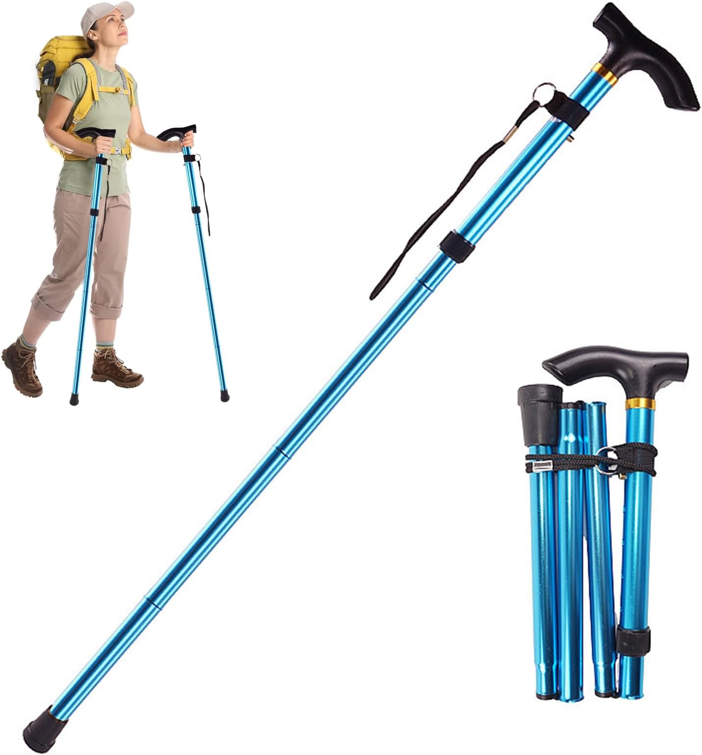 DAYONG Collapsible Trekking Pole, Adjustable Aluminum Alloy Hiking Pole, Lightweight Walking Stick for Camping, Hiking, Mountain Climbing.