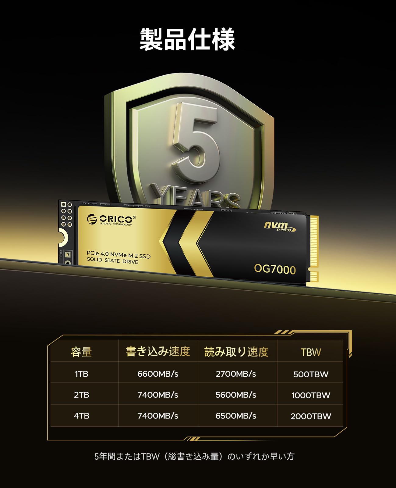 Amazon | ORICO OG7000 4TB PCIe Gen4 NVMe SSD、最大7450MB/s、8