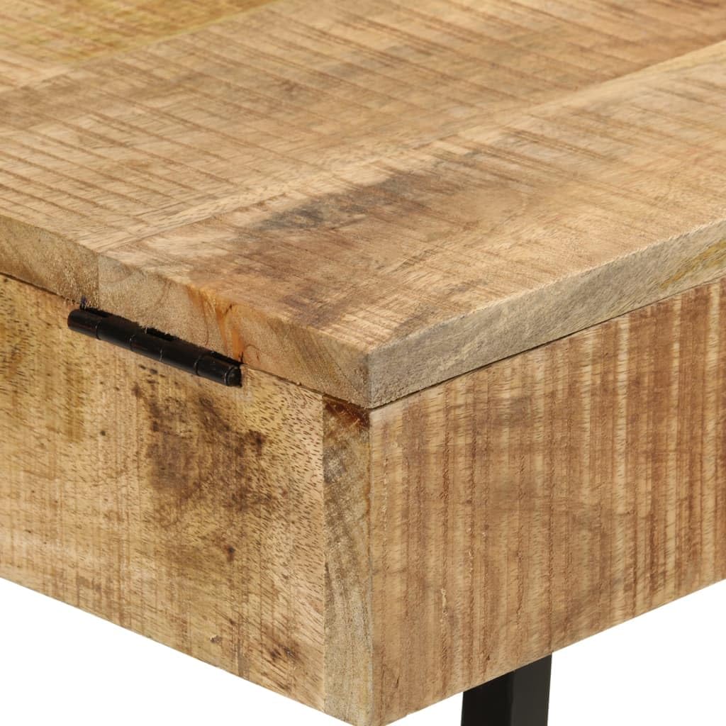 Tocador de madera maciza de mango y hierro, 105 x 35 x 75 cm, con cajón y espacio de almacenamiento, para dormitorio, vestidor, habitación de niña, con estante y organizador para cosméticos y