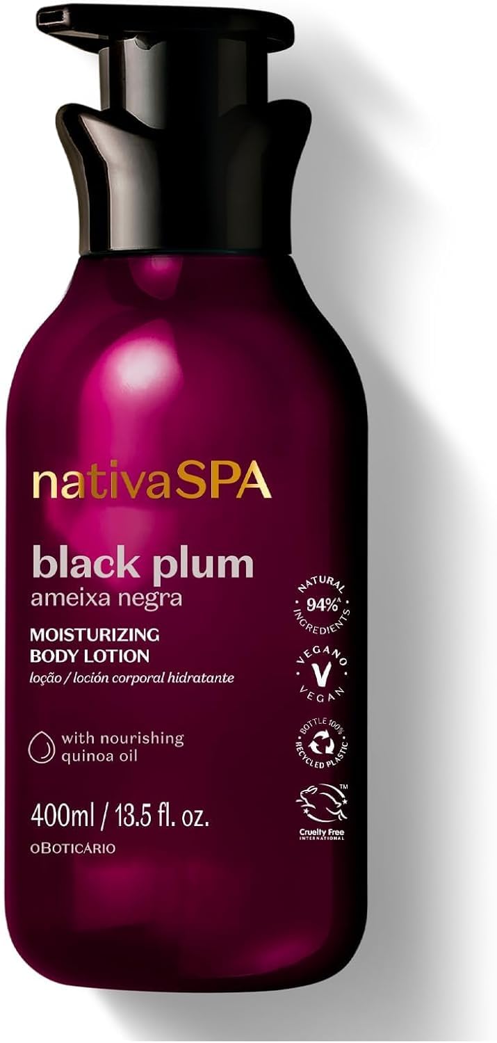 O Boticário Nativa SPA Prugna Nera Set Regalo Cura della Pelle con 4 Prodotti | Crema Idratante Corpo 400ml, Olio Corpo Profumato 200ml, Gel Doccia e Bagno 200g e Bruma Corpo 200ml