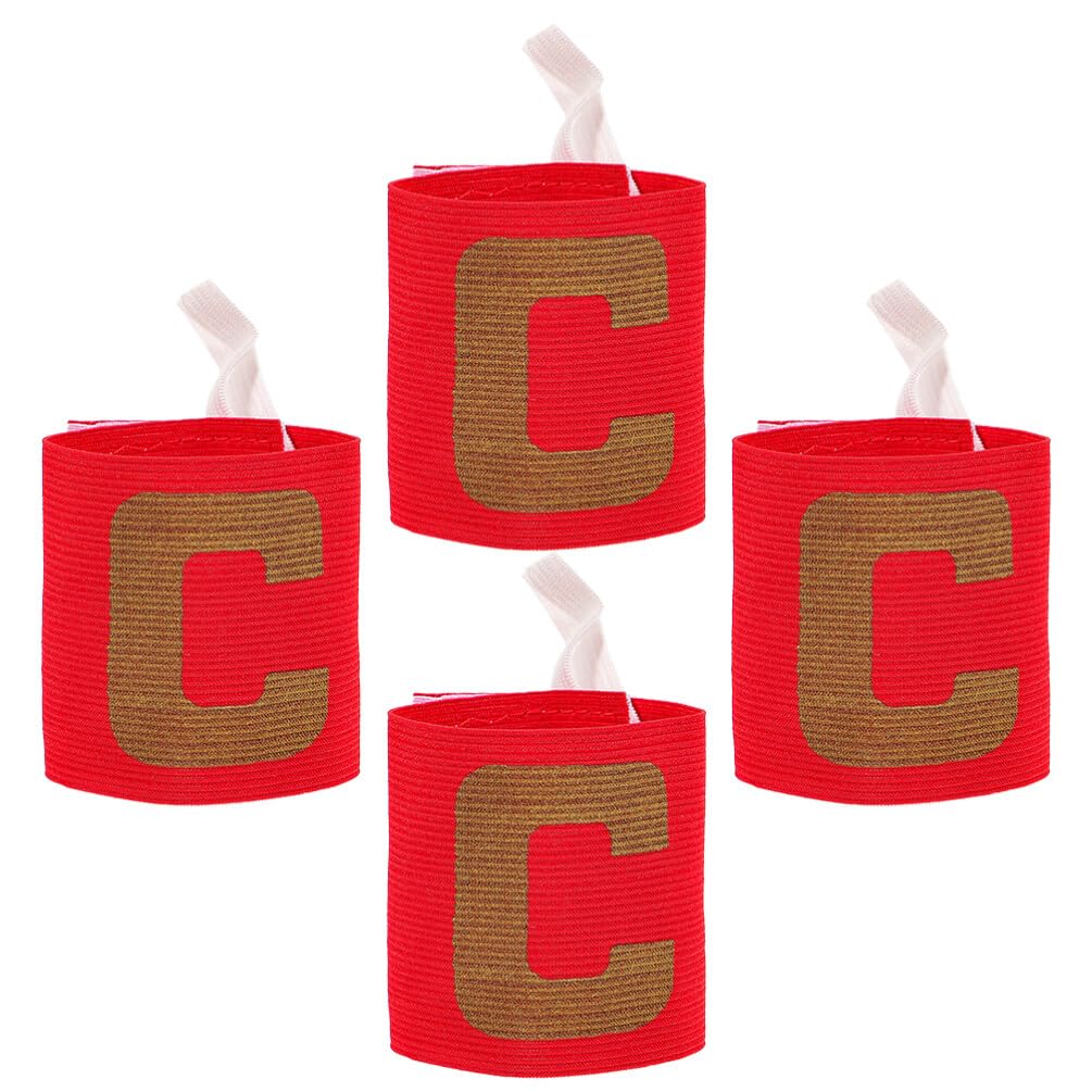 Sosoport Colored Armband Soccer Captain Armband Youth Soccer Captain Armband 4pcs Football Basketball Player Bands Adjustable C Armband for Sport Player Accessories Band Soccer Badge Soccer