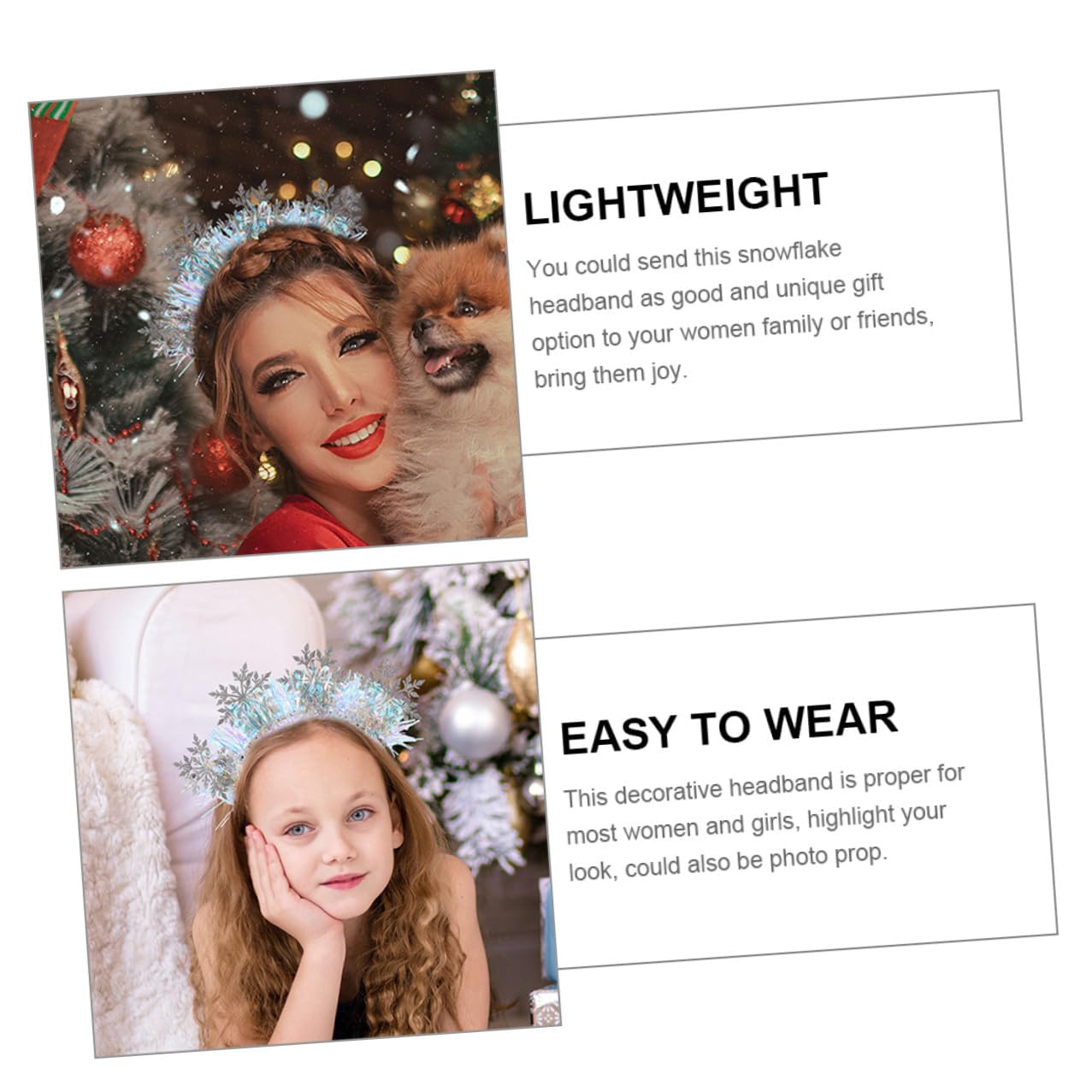PLAFOPE 3 Pezzi Fascia Capelli Donna Natale con Fiocchi di Glitterati Leggera e Resistente Accessori per Feste Xmas per Ragazze e Donne Idea Regalo Invernale per Capelli