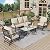 MIXPATIO Patio Furniture Set 4 pcs, Outdoor Patio Furniture, 3-Seat Sofa, 2 Rocking Chairs, Metal Coffee Table and 5.75" Extra Thick Cushion, Patio Conversation Set for Garden Backyard Deck,Beige