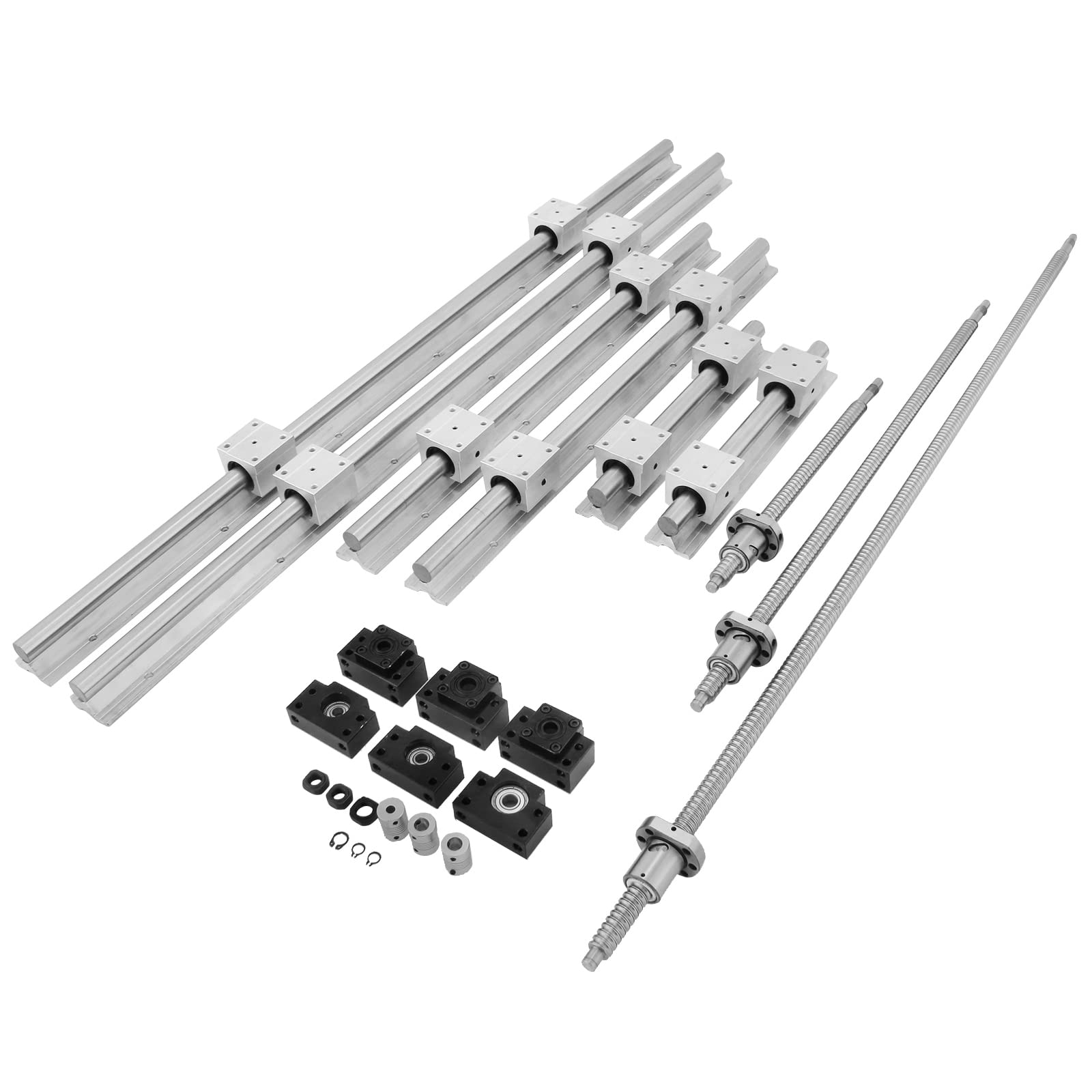 VEVOR Guida Lineare SBR20 da 6001000 mm, Set di Guide per Cuscinetti Lineari 300, con 3 Viti a Ricircolo di Sfere da C7, Materiale in Acciaio di Alta Qualità, Facile da Installare