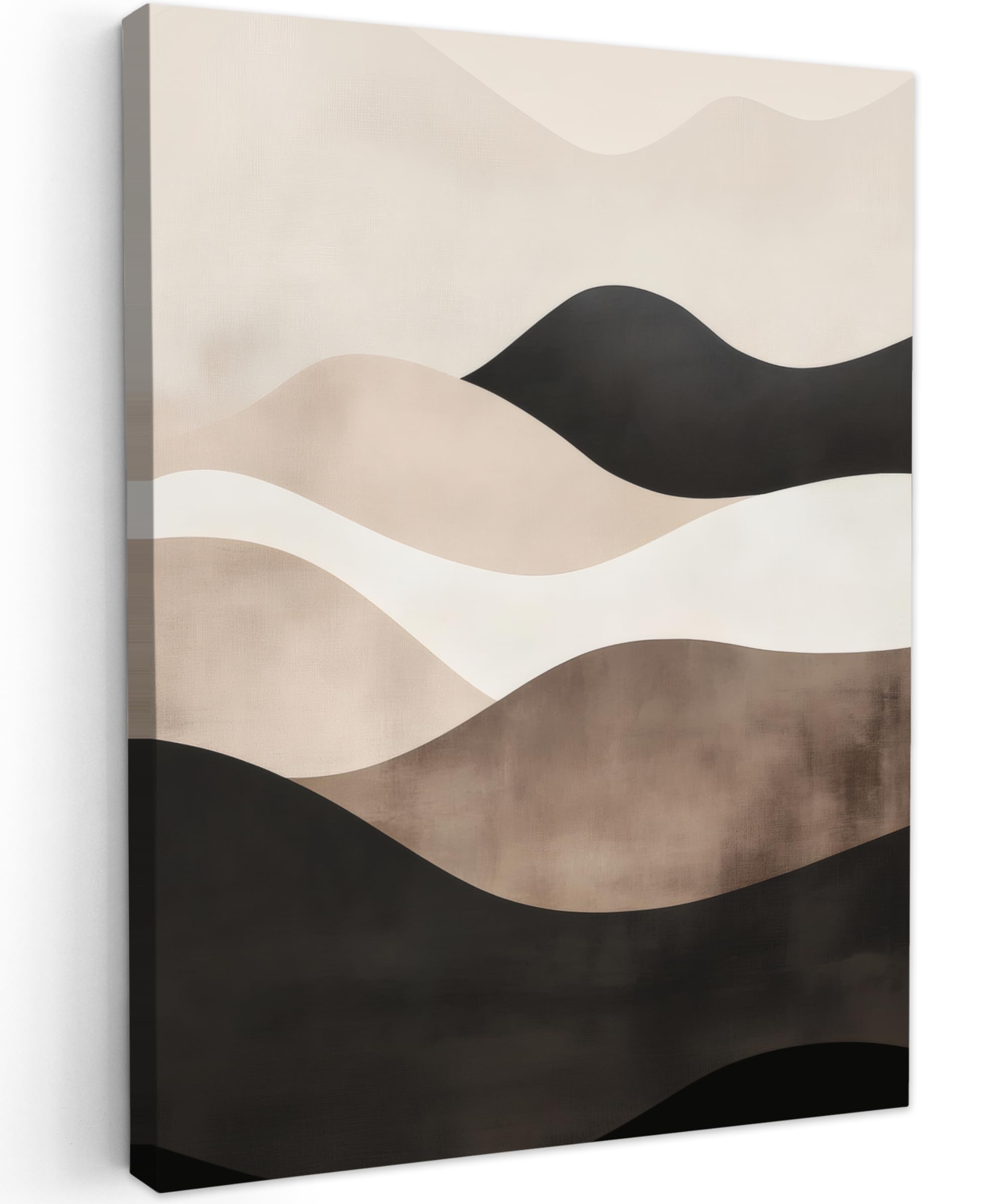 MuchoWow© Wandbilder 60x80 cm Schlafzimmer Home Deko Wohnung Bild Wohnzimmer Fotoleinwand Wand Bilder Leinwand Wall Decor Abstrakt - Landschaft - Wellen - Cremefarben