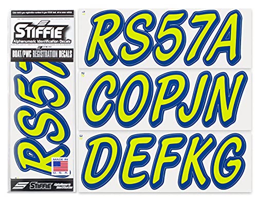 Image of STIFFIE Whipline Solid Atomic Green /Navy 3 inch Alpha-Numeric Registration Identification Numbers Stickers Decals for Boats & Personal Watercraft