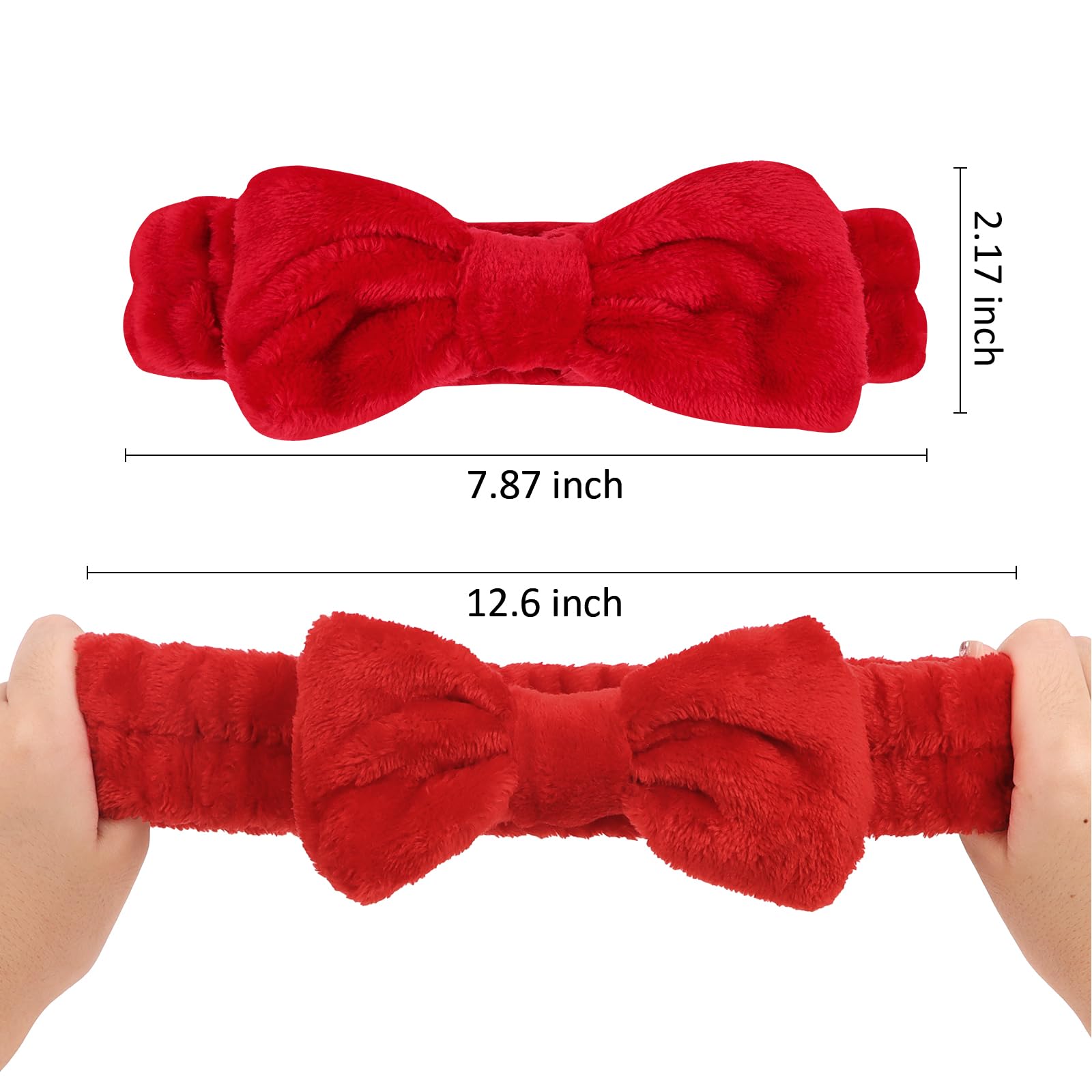 Ondder Diadema de spa para lavarse la cara, paquete de 8 diademas rojas para el cuidado de la piel para mujeres y niñas, lindas diademas de maquillaje con lazo