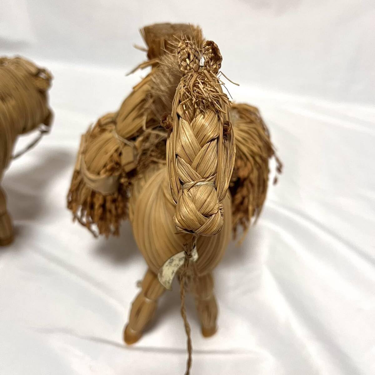 Amazon.co.jp: 藁人形馬人形牛セット豊年馬稲馬藁馬豊作祈願藁細工スゲ