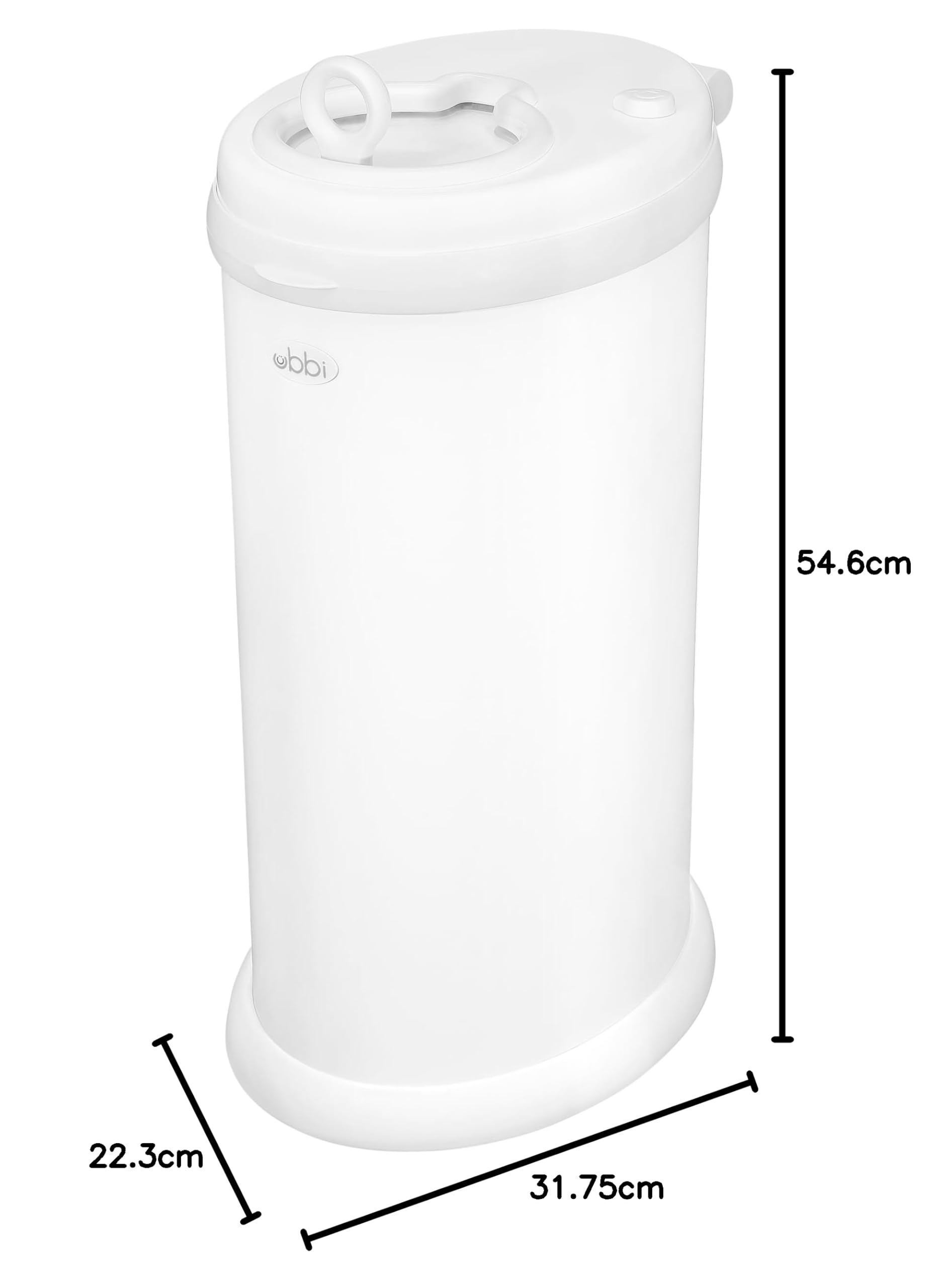 Ubbi Pattumiera per pannolini in acciaio con chiusura anti-odore, senza sacchetto speciale, vincitore di premi, design moderno, indispensabile per il registro dei pannolini, bianco opaco
