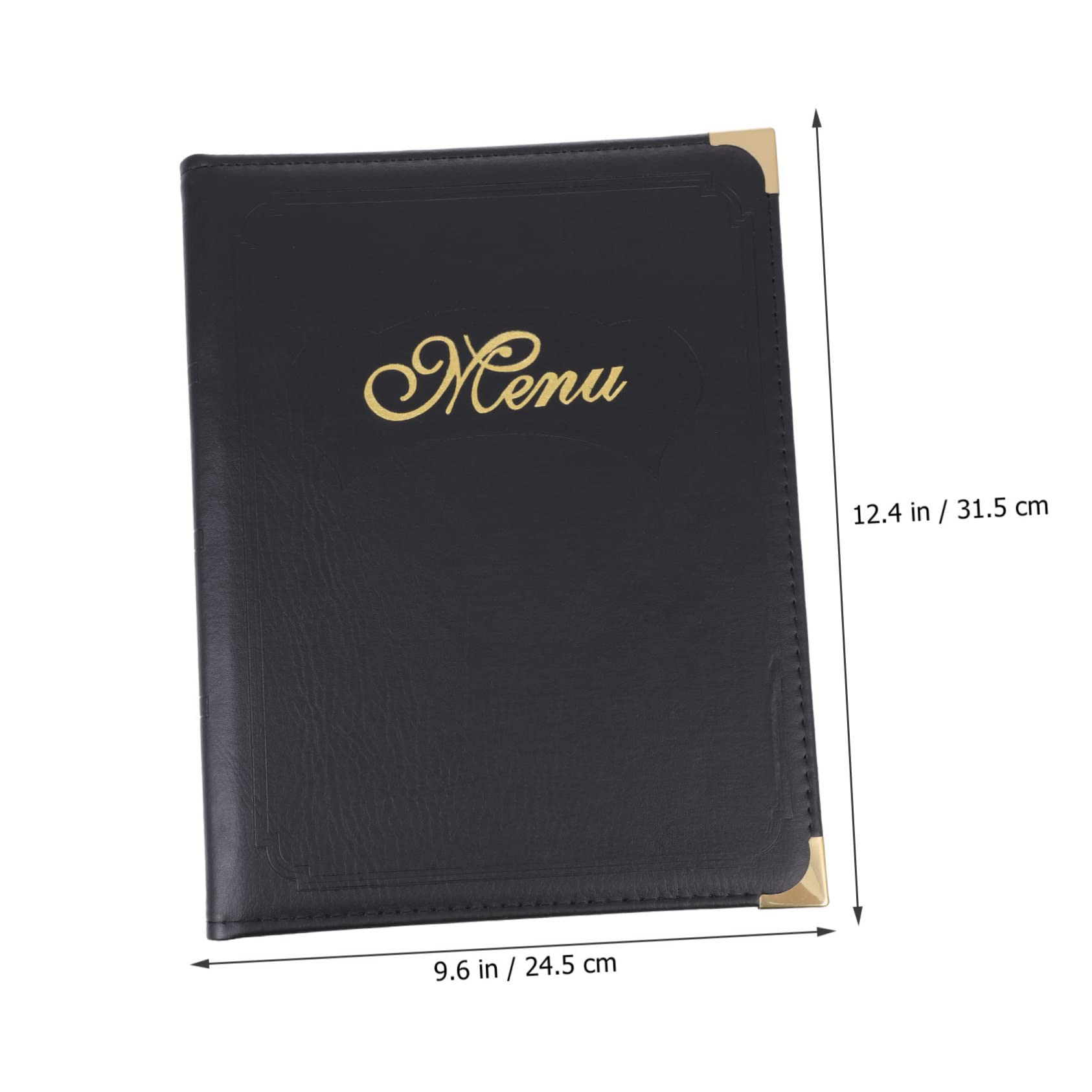 Carpeta en Pu Negro Diseño de Página Interior Deslizante y Esquinas Redondeadas de Menú Práctico Resistente a Caídas y Fácil de Usar para Restaurante y Hotel