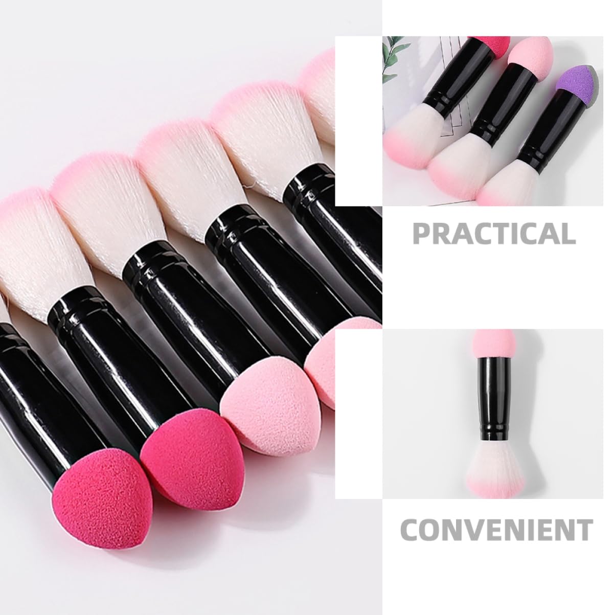 Beavorty 6pc Blush Brush Set Double Sided Makeup Brush for Cheeks Blending Brush Powder Applicator Soft Gentle for Cream or Loose Powder