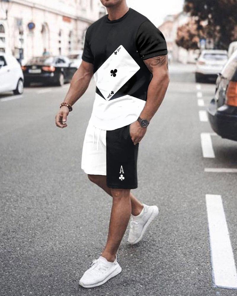 Chándal de verano para hombre, casual, deportivo, camiseta, conjunto de 2 piezas, ropa deportiva transpirable, 10, M