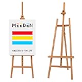 Large Basic Studio Easel: Hold Canvas up to 50'' Solid Beech Wood Artist Easel - Adjustable Height and Working Angles A-Frame Floor Painting Easel for Adults Artist Beginners Students