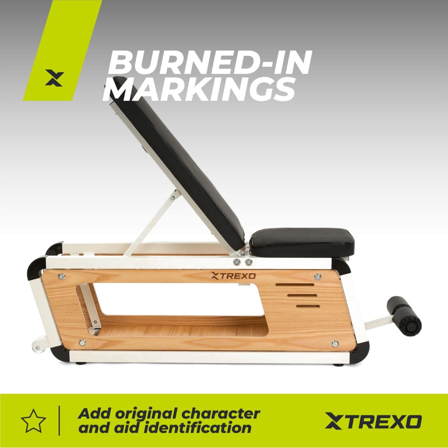 XTREXO Storage Sylwan – verstellbare Bank für Krafttraining, Stahl-Holz-Konstruktion, bequeme Rückenlehne mit Schaumstoffpolsterung, für Brust-, Bizeps- und