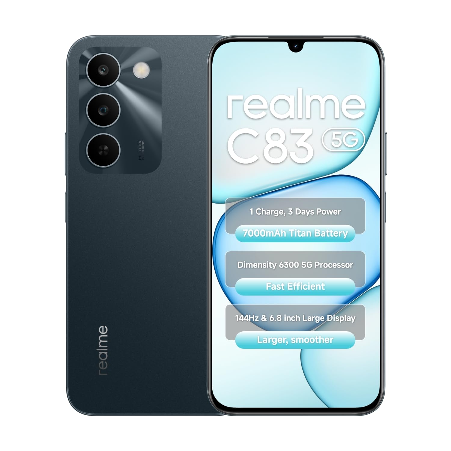 realme C83 Smartphone 6.8 Inch 144Hz Display 4GB RAM 128BG ROM 7000mAh Titan Battery Dimensity 6300 Processor Android 16, IP64 Waterproof Support AI Camera, Dual 5G SIM, GPS, WiFi Green-image-43