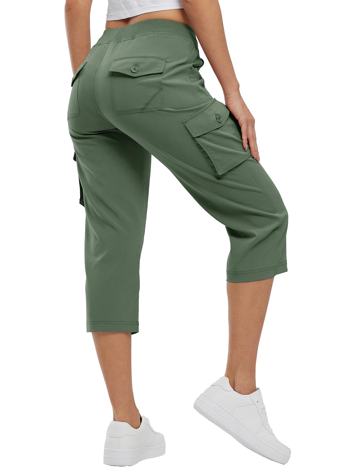 BGOWATU Women's Capris Lightweight Cargo Hiking Pants with 6 Pockets Quick Dry Outdoor Casual Loose Pants